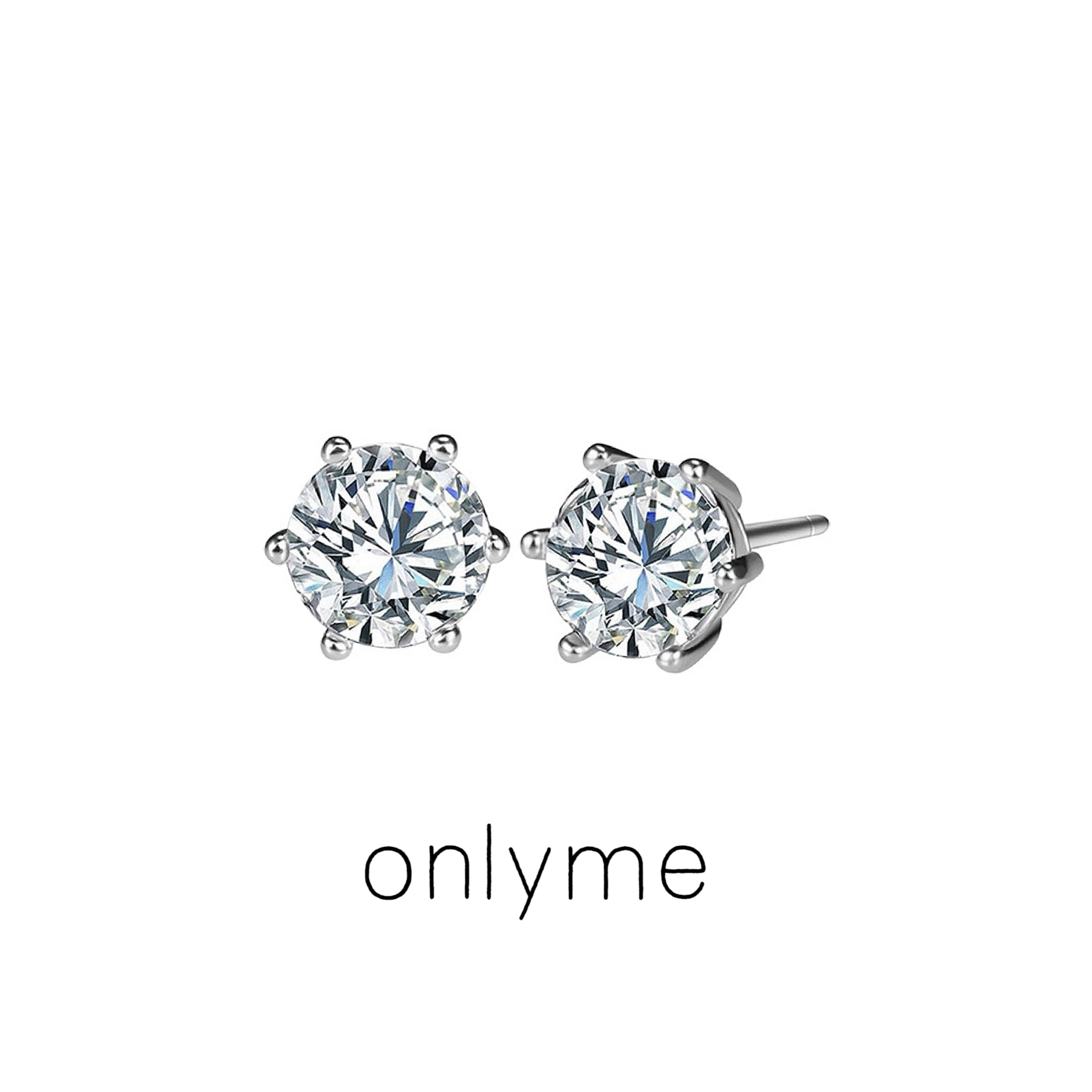 铜合金合成锆石耳饰 「六爪优锆」日韩耳钉简约气质经典小众ins饰品