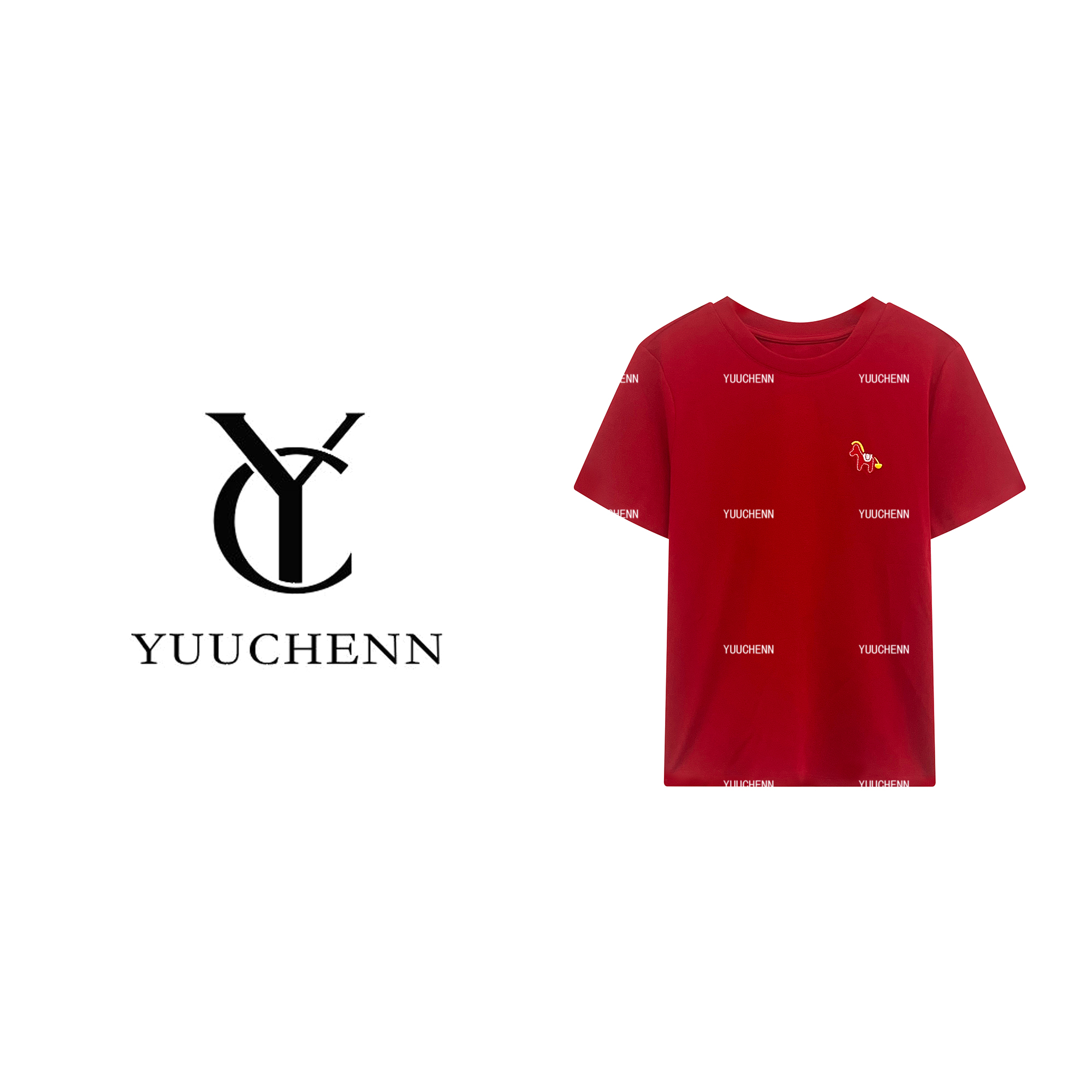 YUUCHENN“刺绣小马”简约圆领短袖T恤女百搭内搭上衣25C-W80336