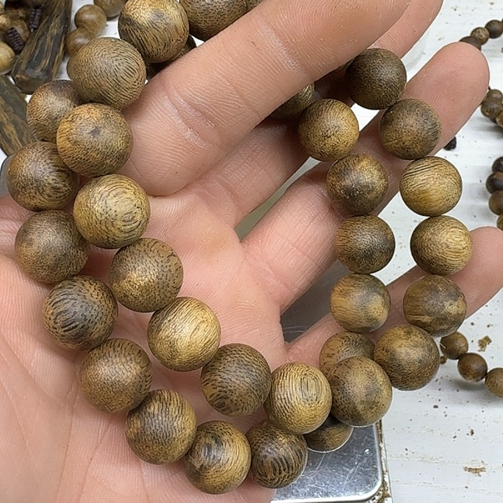 沉香木手串净*棋楠圆珠1.2手串2条22克