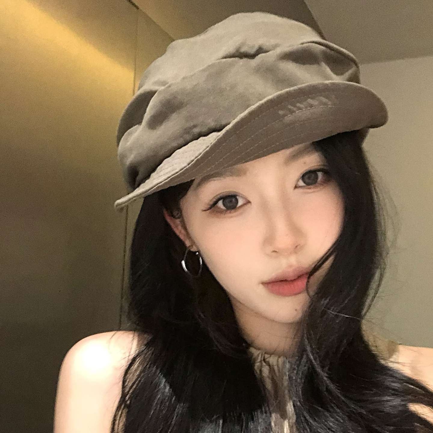 【猫仔kitten】日系小众复古棉麻褶皱云朵贝雷帽女显脸小温柔文艺