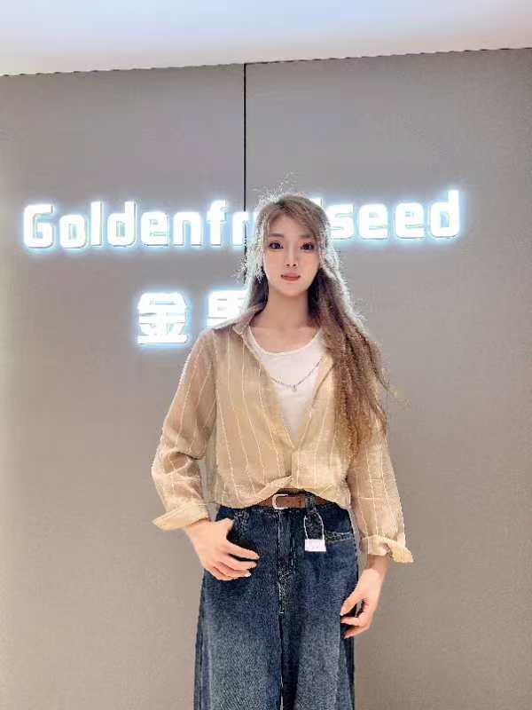 短款条纹衬衫内搭背心叠穿两件套女2025款上衣长袖小衫7059