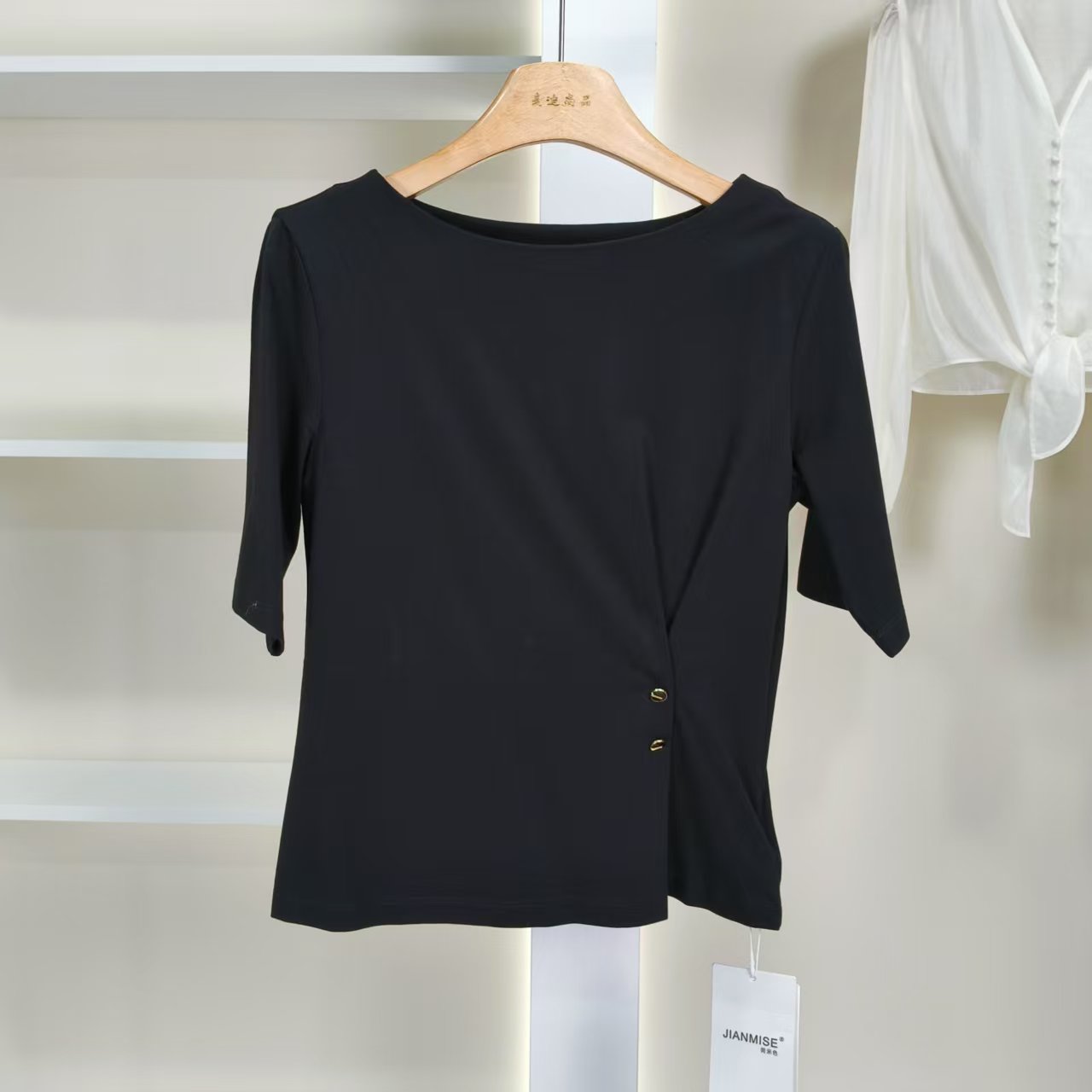 麦迪尚品 设计师系列 S362-1 时尚百搭针织T恤夏季女装品牌折扣