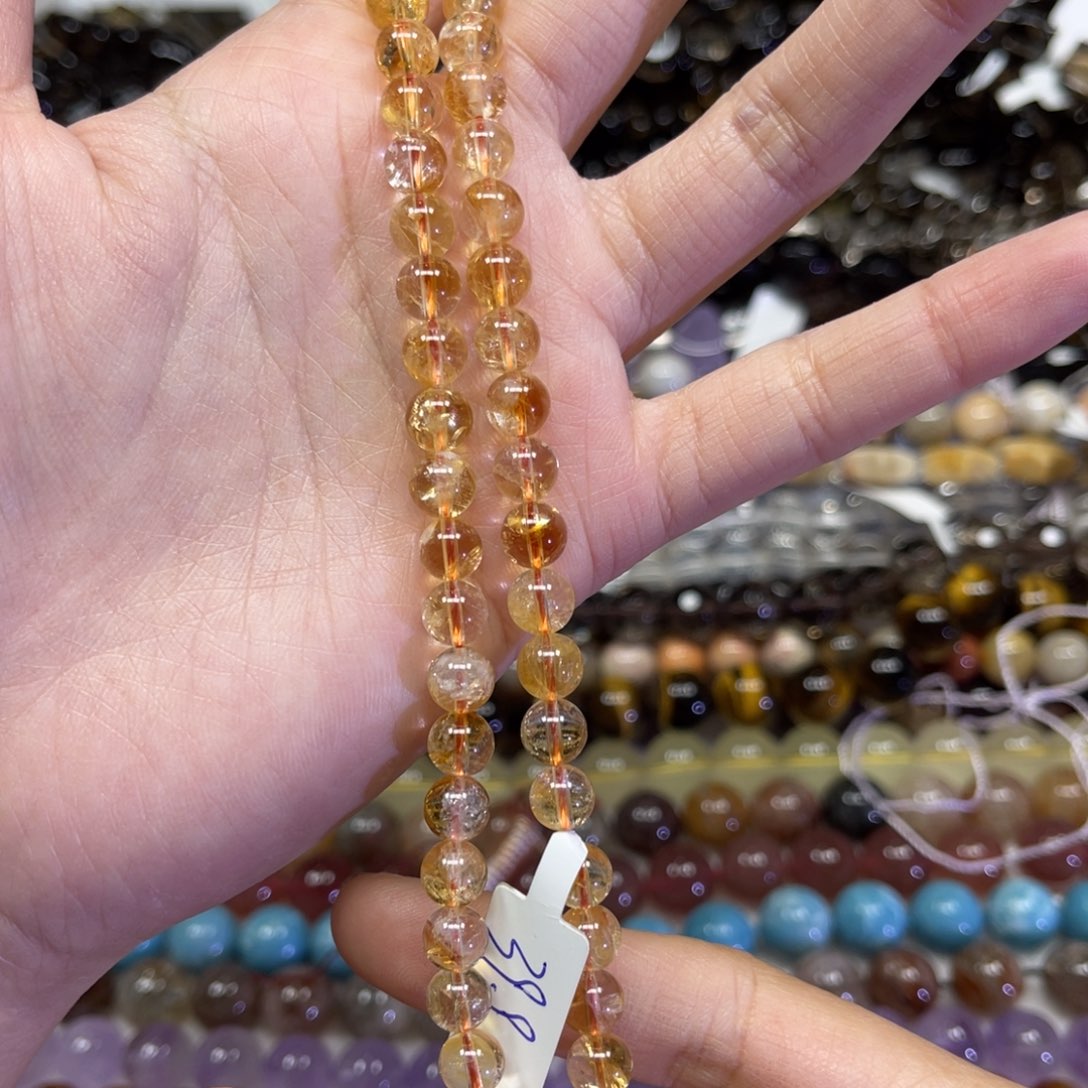 玛瑙/玉髓散珠天然黄塔卡6.9长条38厘米