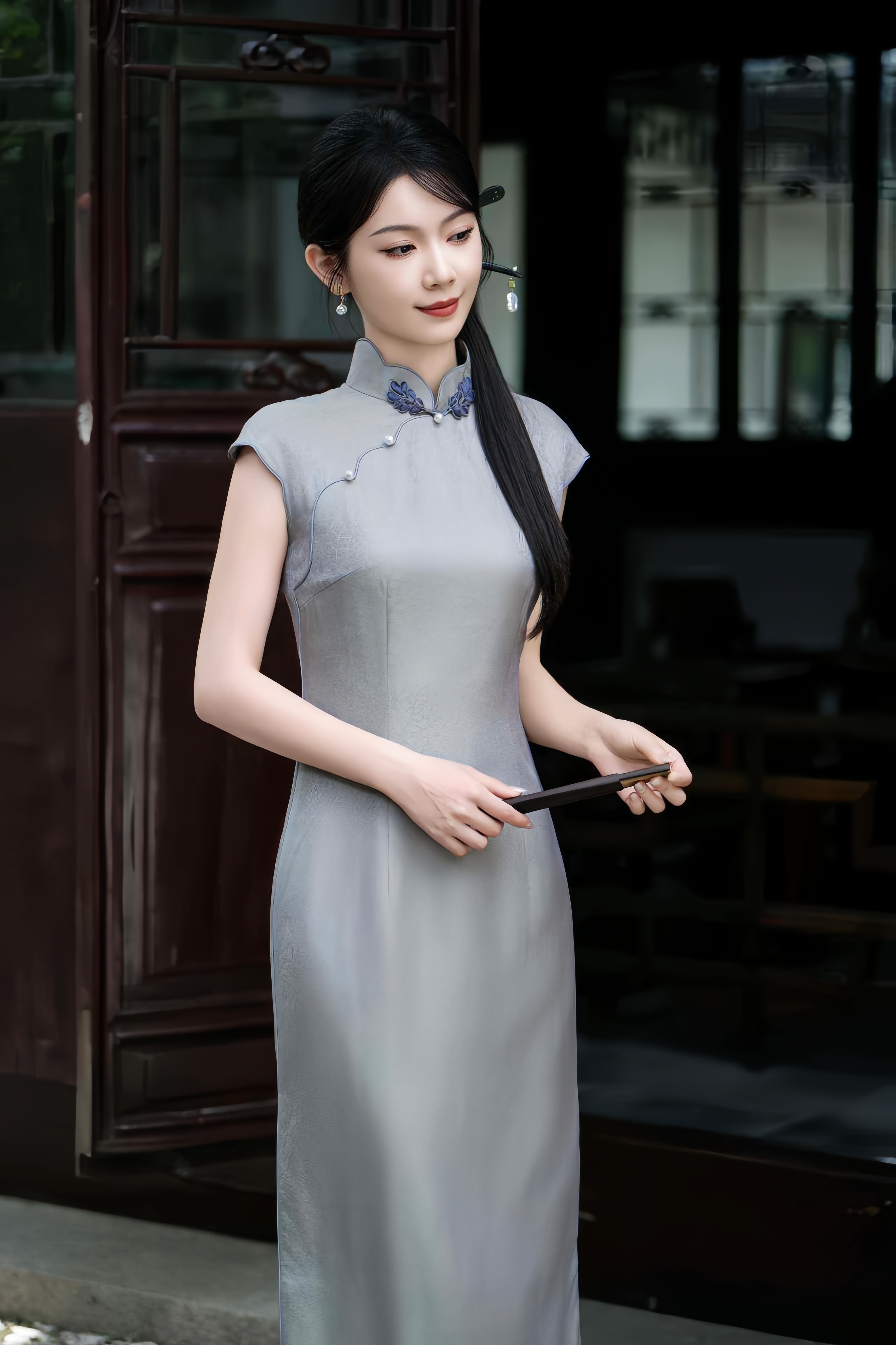 【紫痕映月】武汉姑苏夫人高端定制旗袍桑蚕丝修身拉链新款夏季