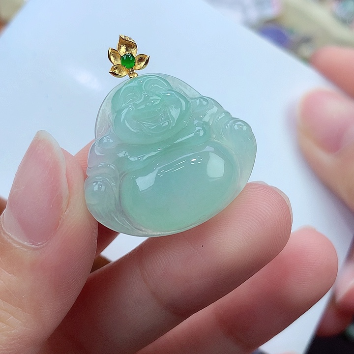 翡翠颈饰18K金镶嵌缅甸翡翠18