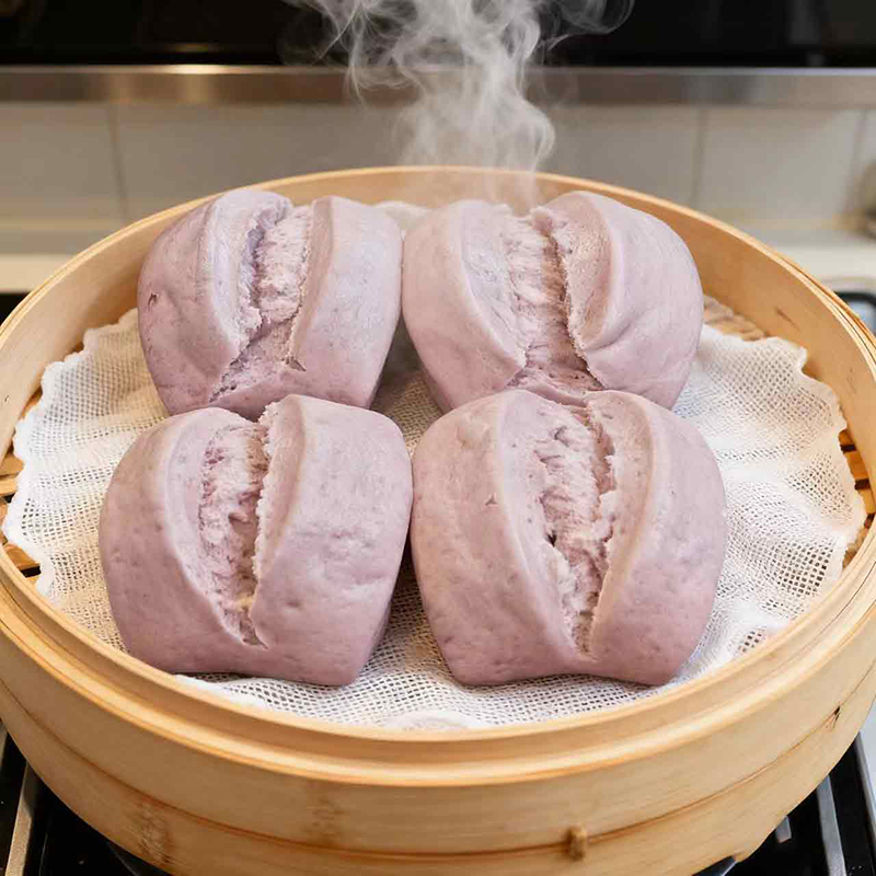 正宗紫薯老面馒头新鲜出炉口感松软手工制作老面发酵精选优质面粉