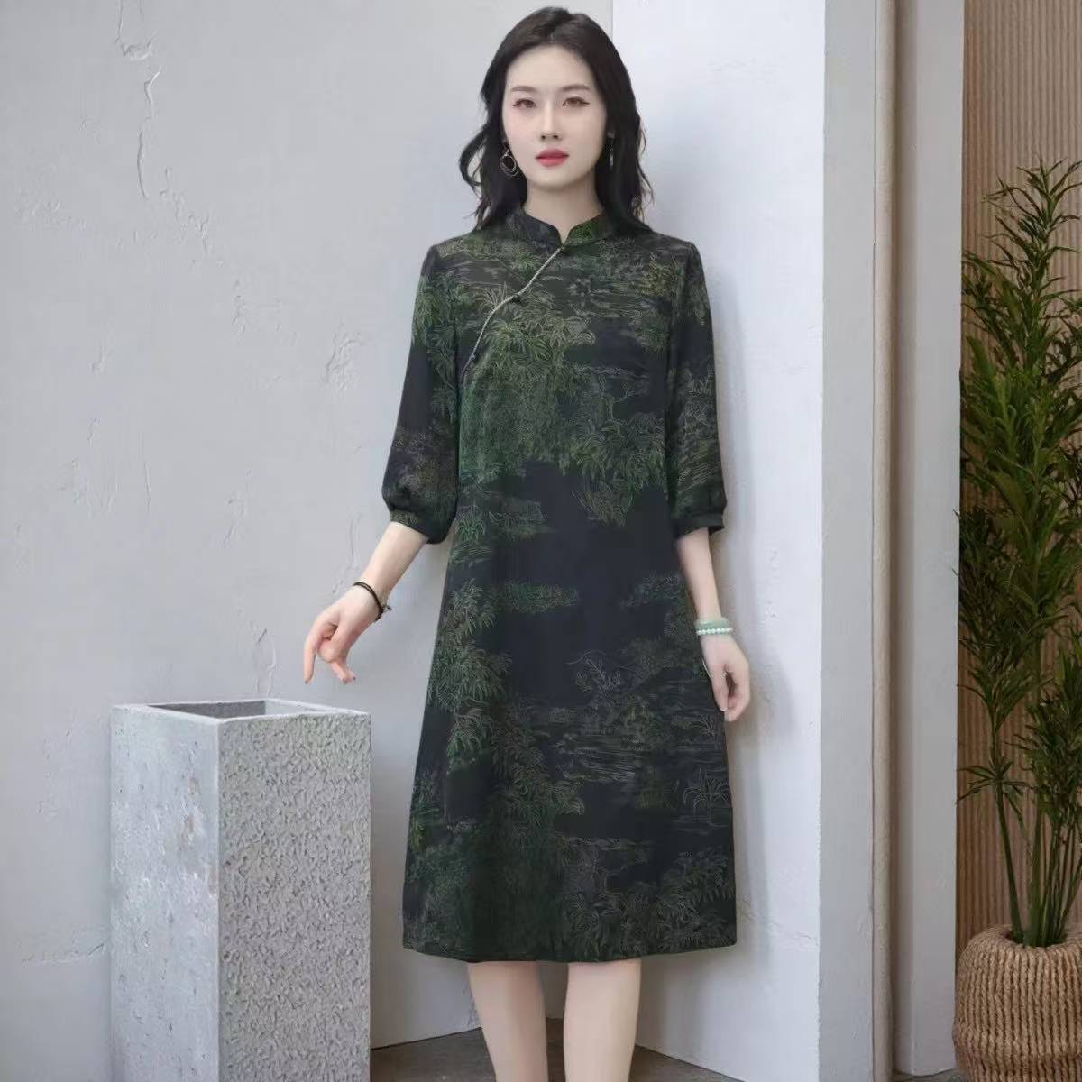 10410-中老年夏季新款女装时尚大气优雅精致妈妈装连衣裙【G仓】