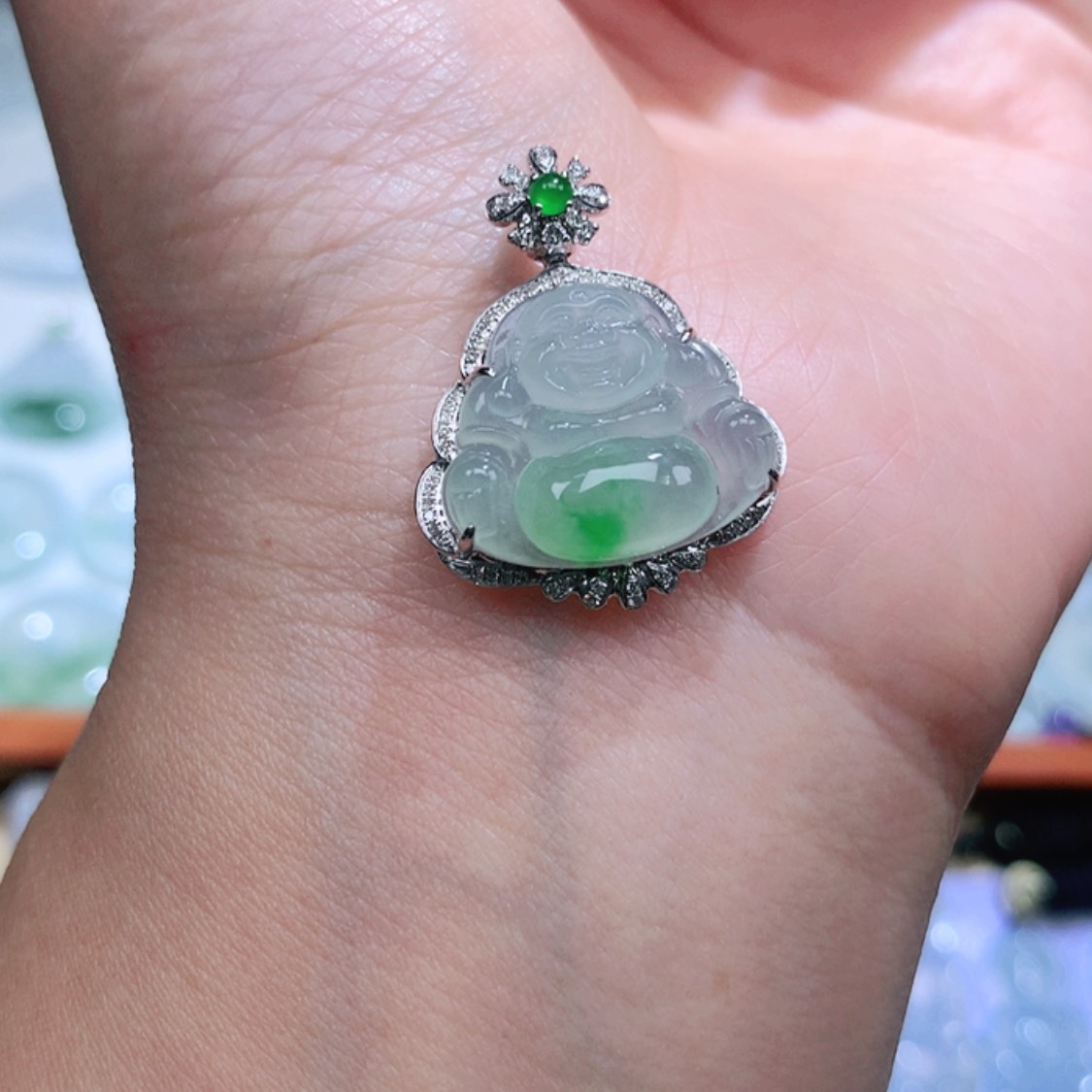 【闪购商品】翡翠颈饰18K金镶嵌佛公