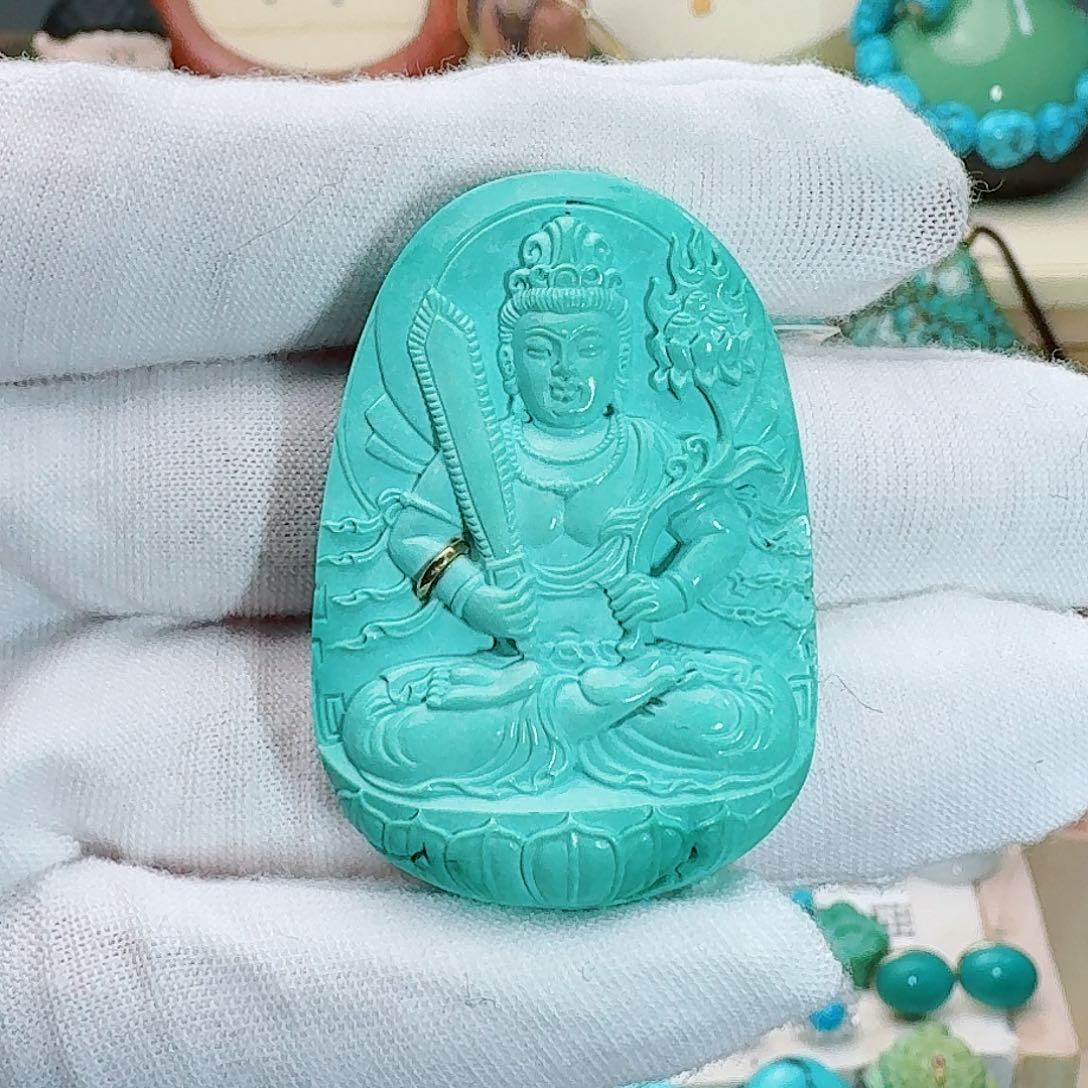 绿松石未镶嵌珠宝奇石精工大师至观音