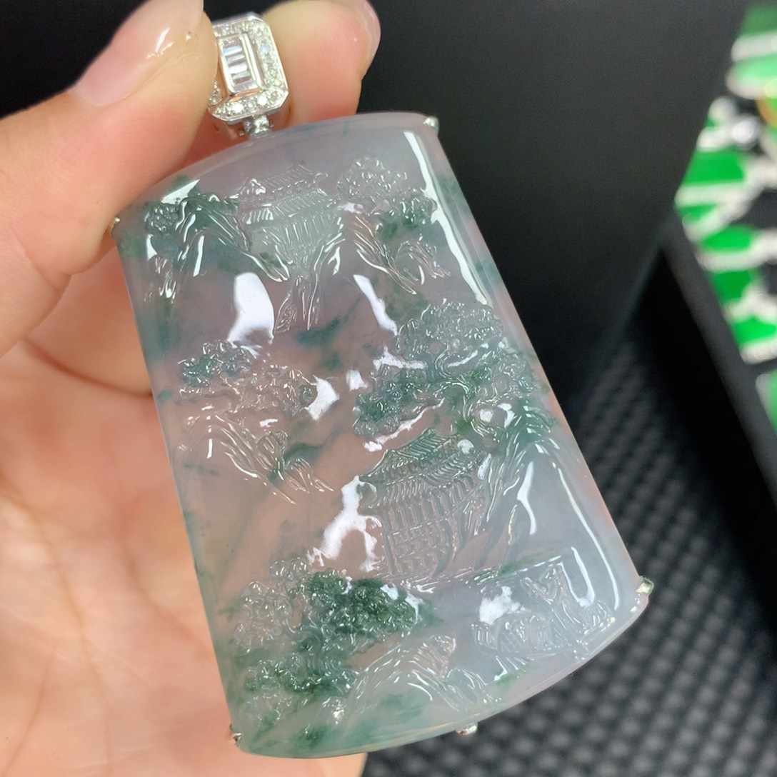 翡翠18K金镶嵌吊坠(不含链)翡翠