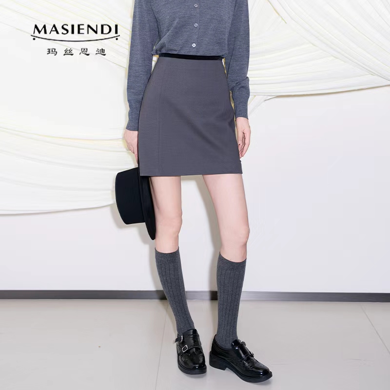 MASIENDI/玛丝恩迪秋季高腰S版气质显瘦半裙21275