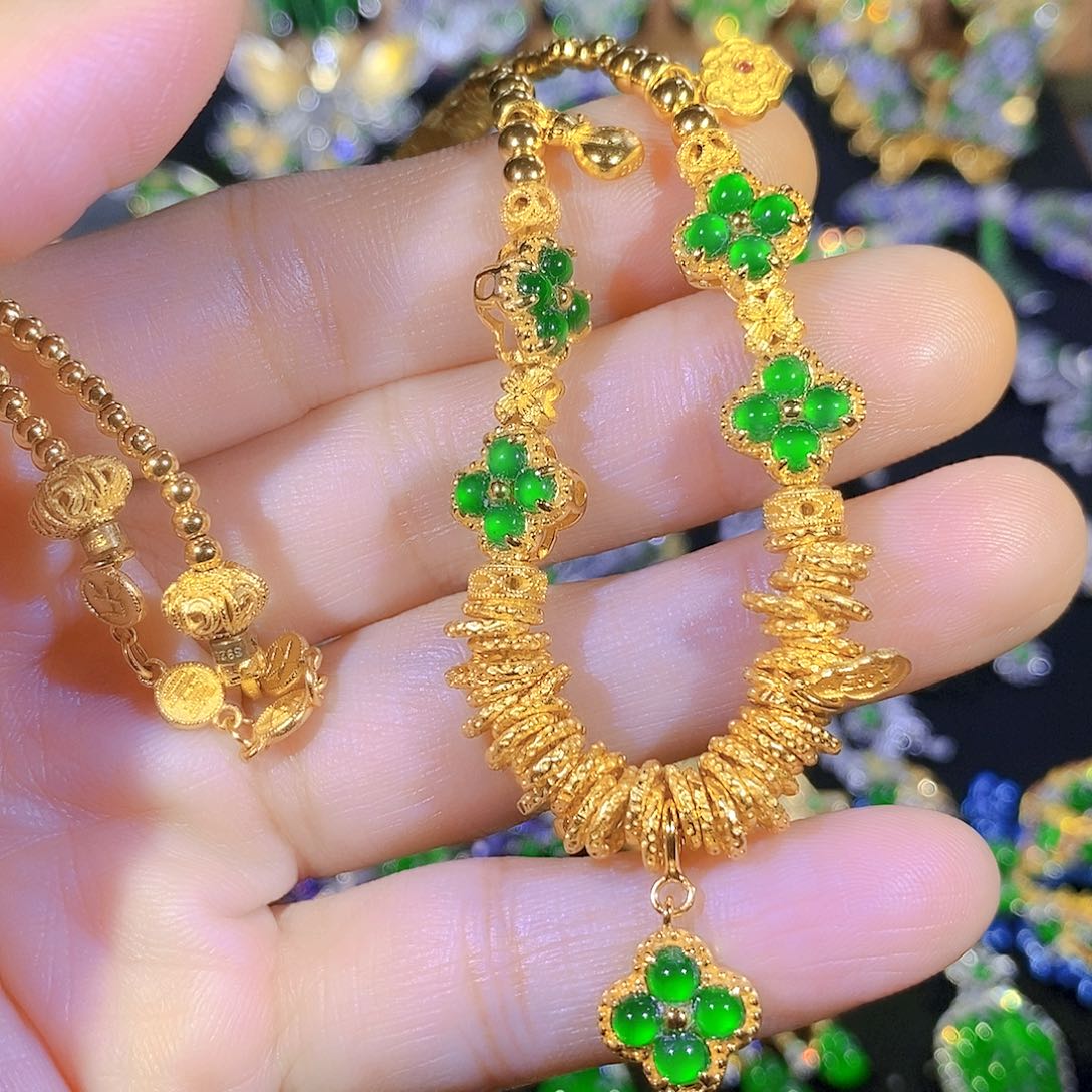 吊坠(不含链)银S925镶嵌翡翠