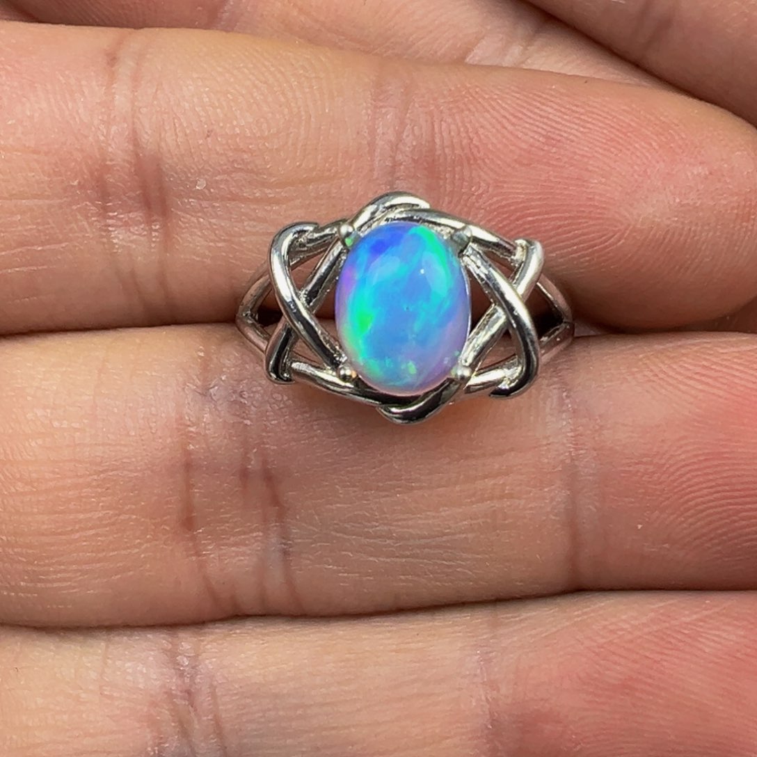 欧泊戒指银S925镶嵌福利