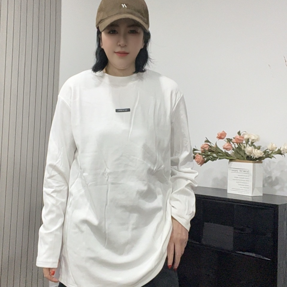 2025秋冬新款显瘦洋气宽松百搭德绒圆领长袖T恤打底衫 23609