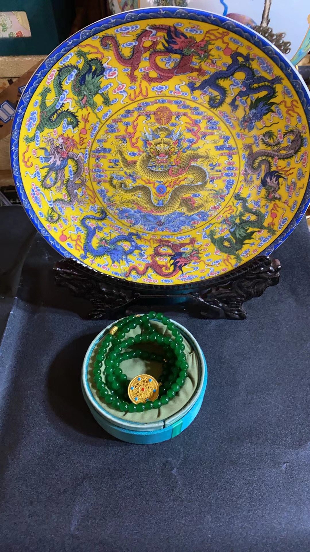 瓷盘绿C摆件一个链接X