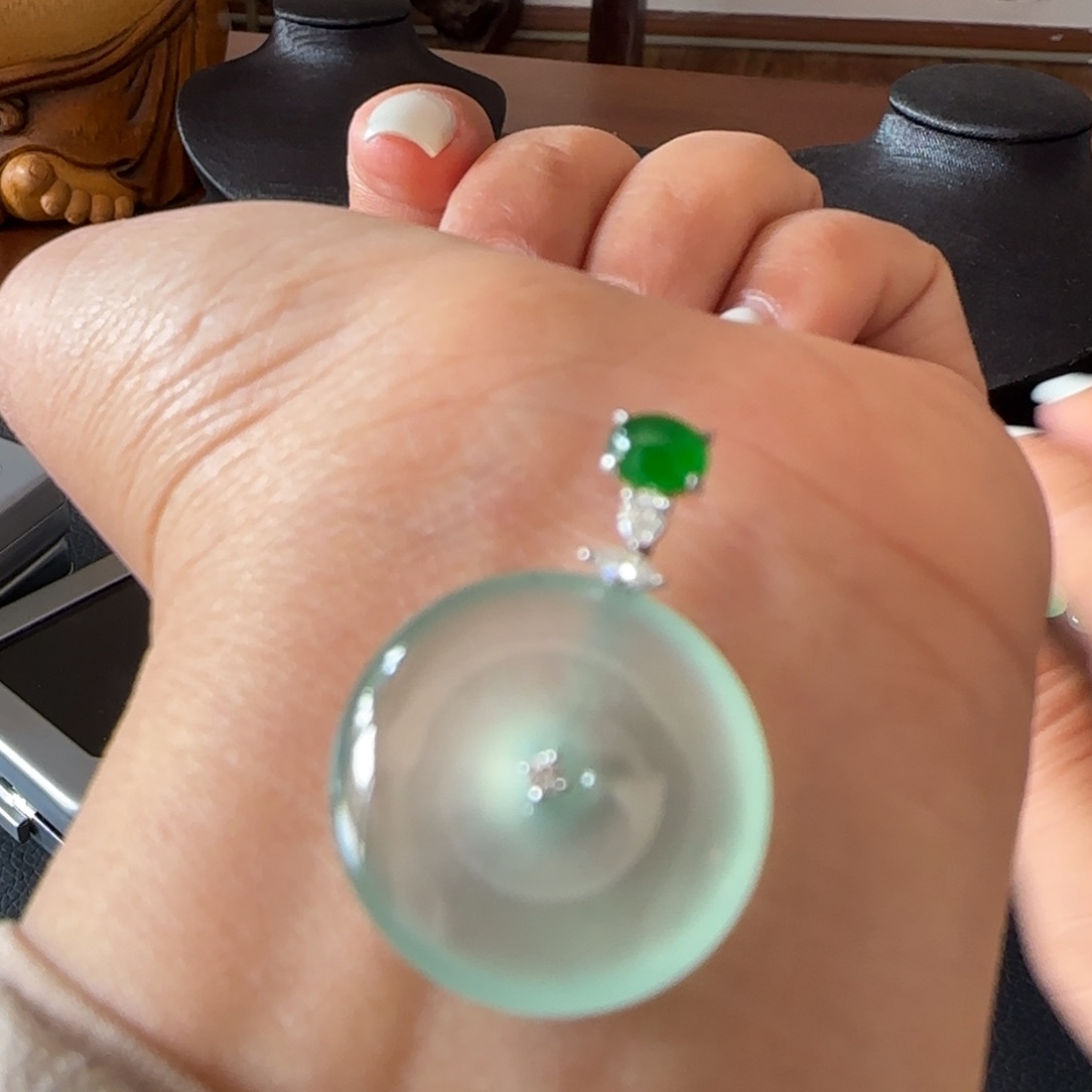 翡翠颈饰18K金镶嵌平安扣