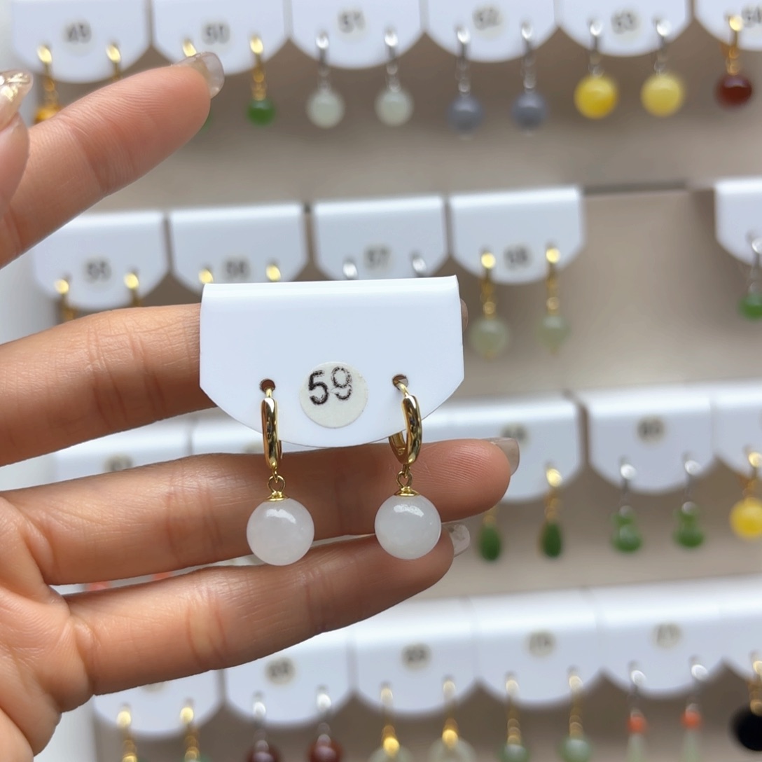 和田玉银S925镶嵌耳饰2