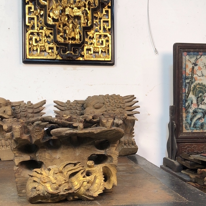 野***宝香榧木老木雕花板民俗品