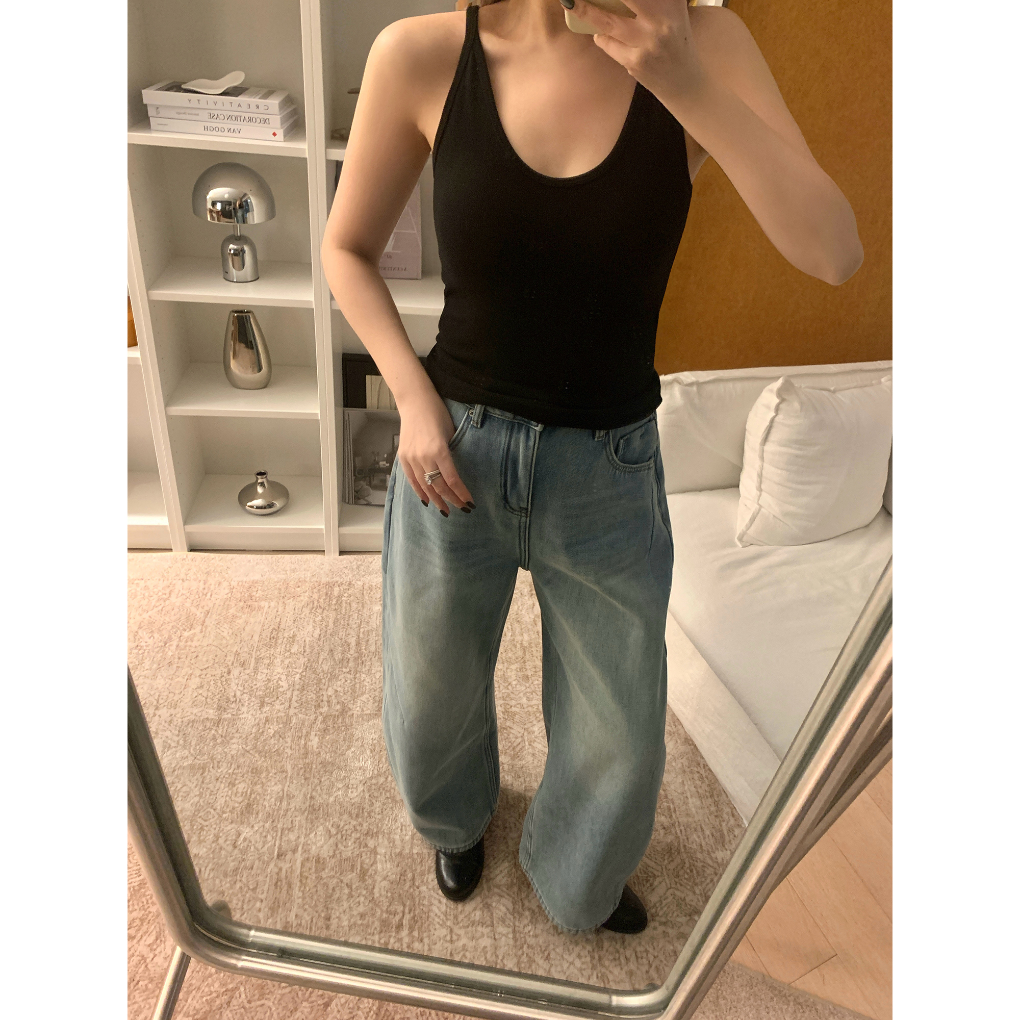 sukiired山羊绒益生菌带胸垫保暖工字背心吊带.特