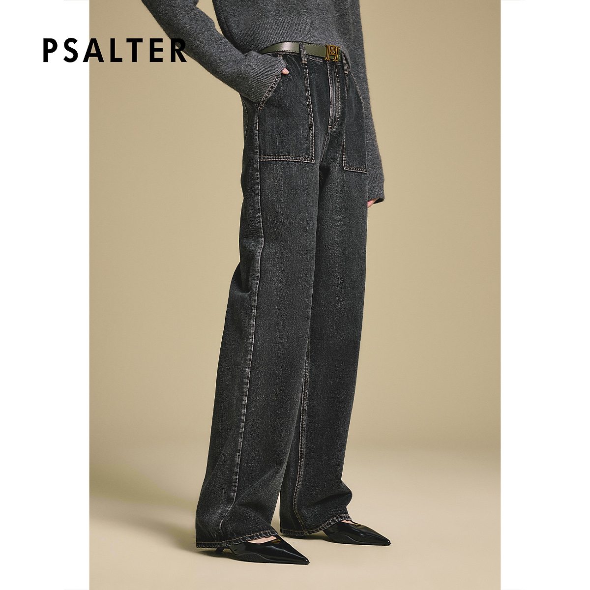 PSALTER诗篇高腰宽松直筒裤休闲时尚丹宁牛仔裤2025冬季新款