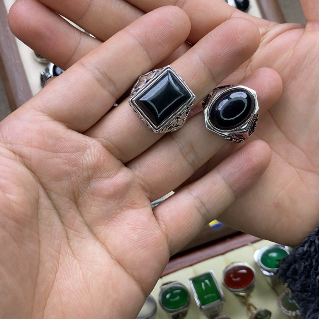 和田玉戒指银S925镶嵌王***！