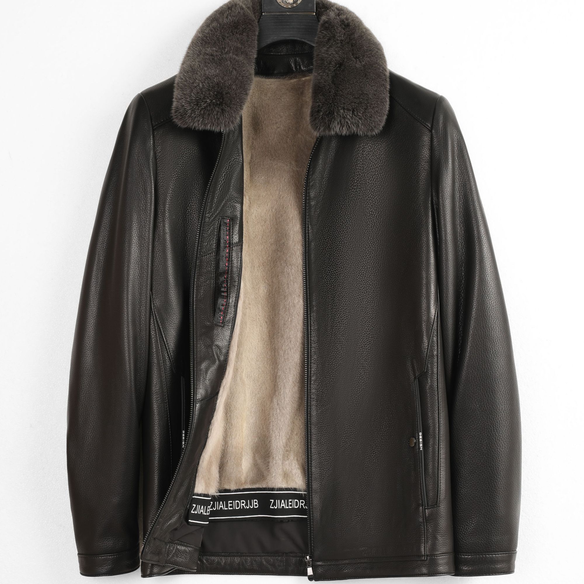 凡客山羊皮可拆卸整张水貂毛内胆真皮皮衣