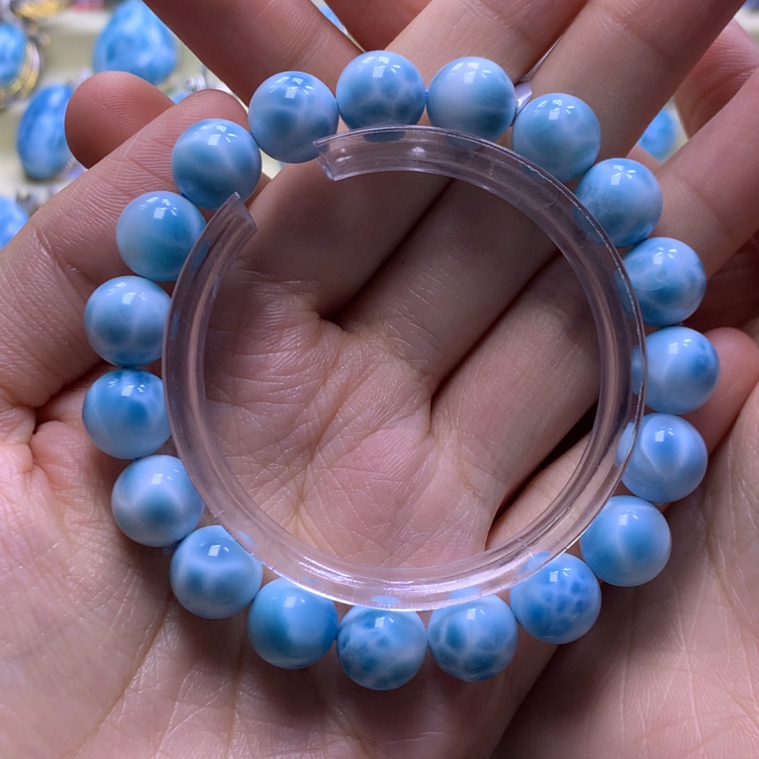 针钠钙石（海纹石）未镶嵌手串10+手串色差略异