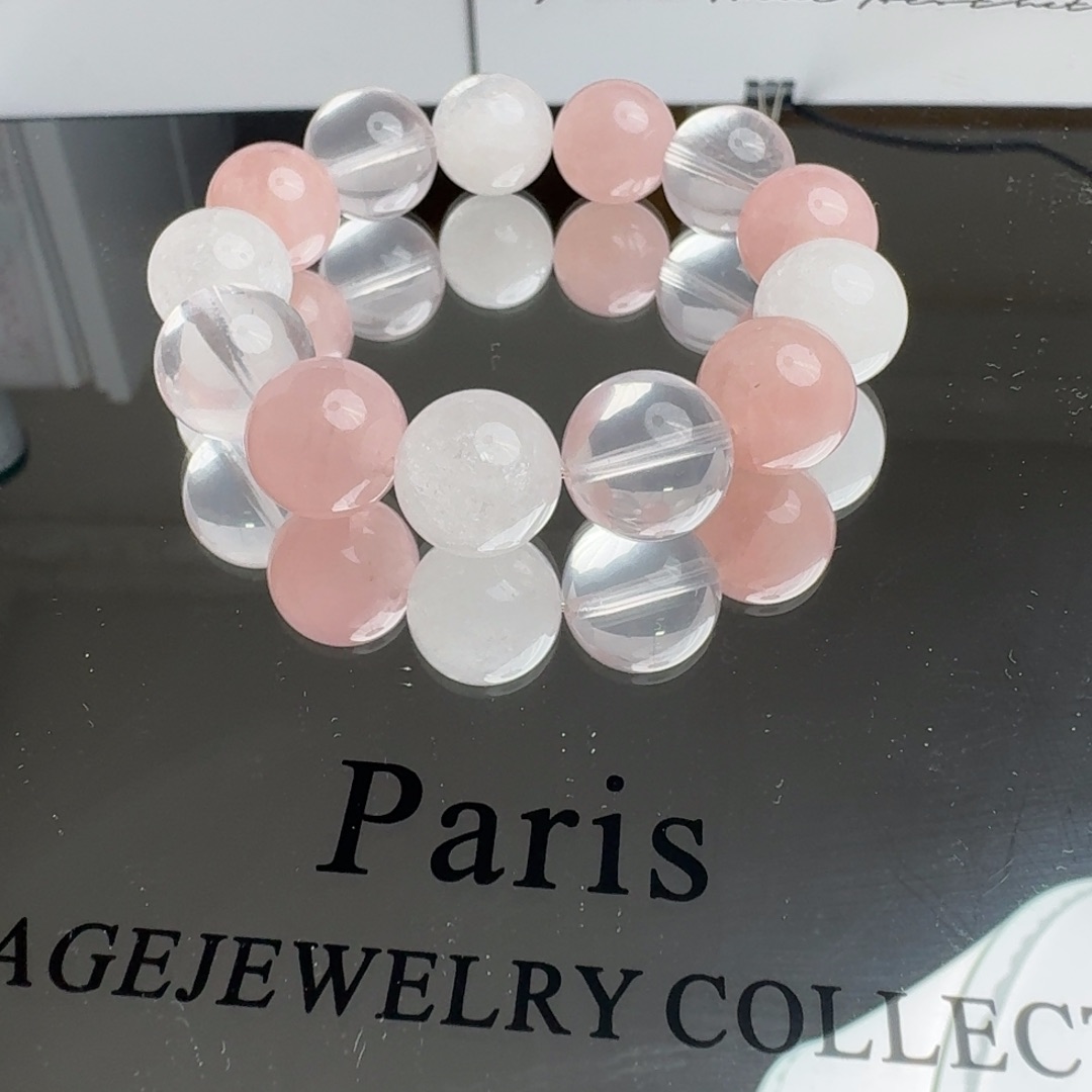 水晶手链未镶嵌朱珠同款粉晶手串