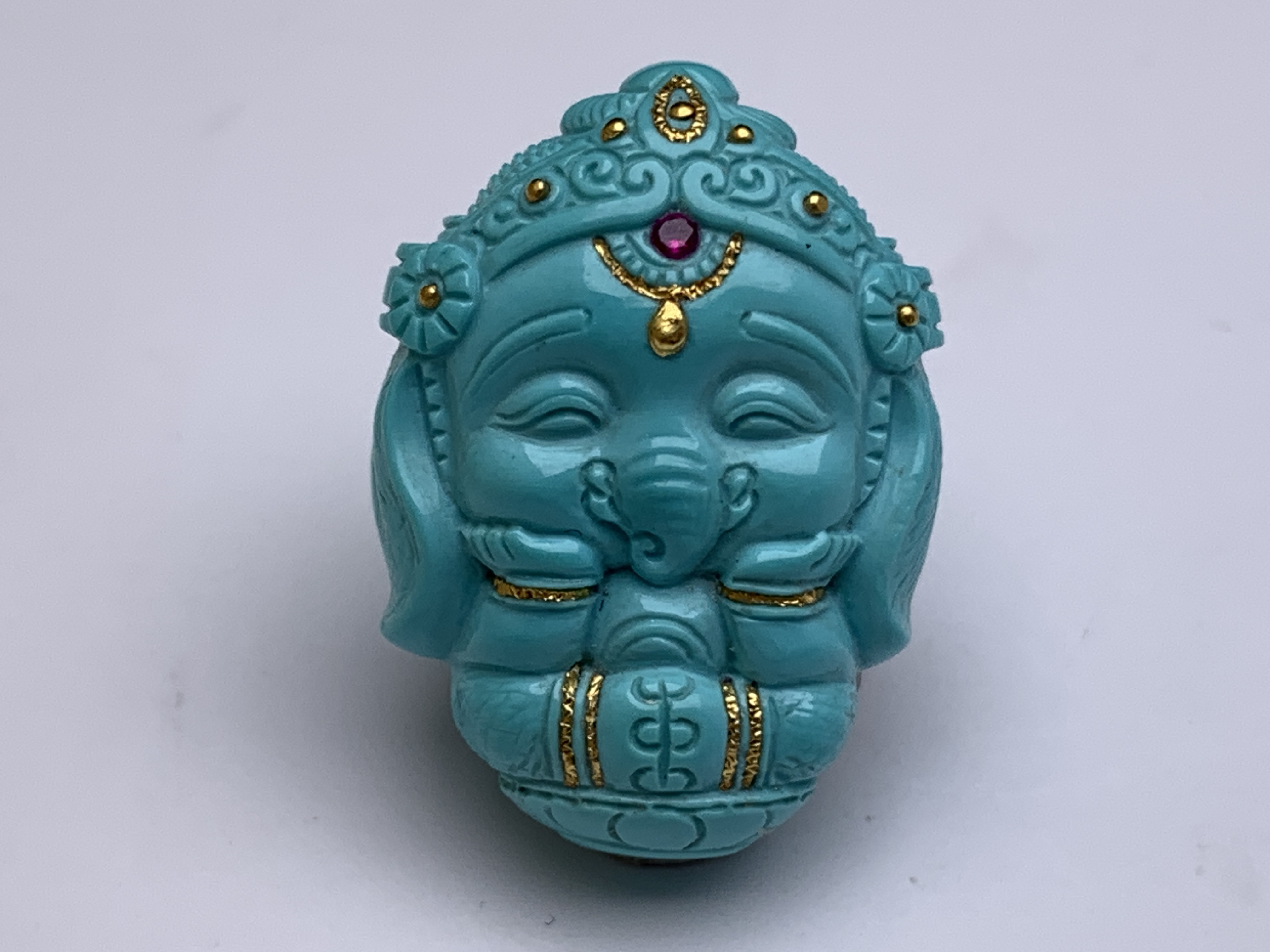 原矿高瓷蓝小象神16.4x22.8x7m重4.5g全品无暇盘玩变色无敌