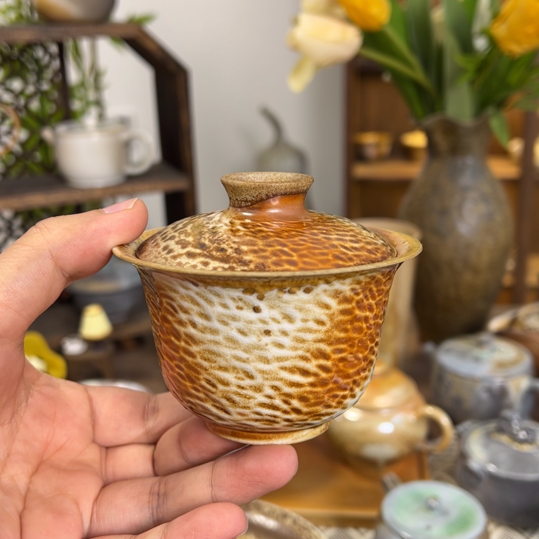 中白盖碗景德镇柴烧