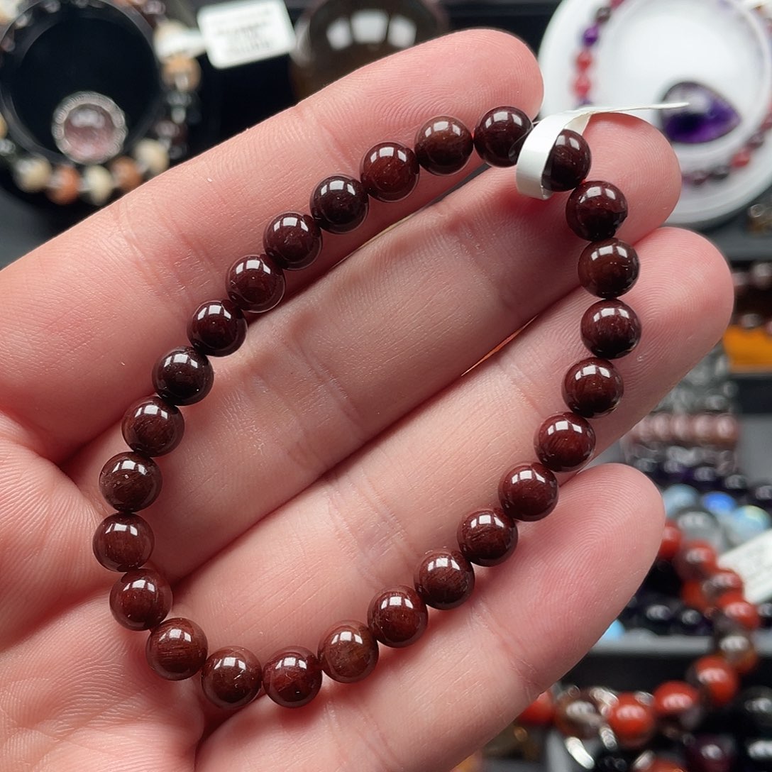 水晶红发晶手链6.5mm左右未镶嵌