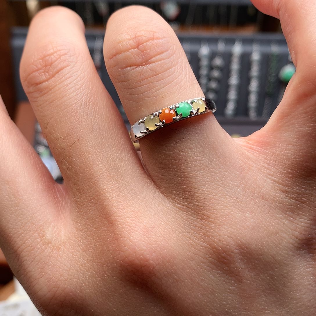 翡翠戒指银S925镶嵌0247