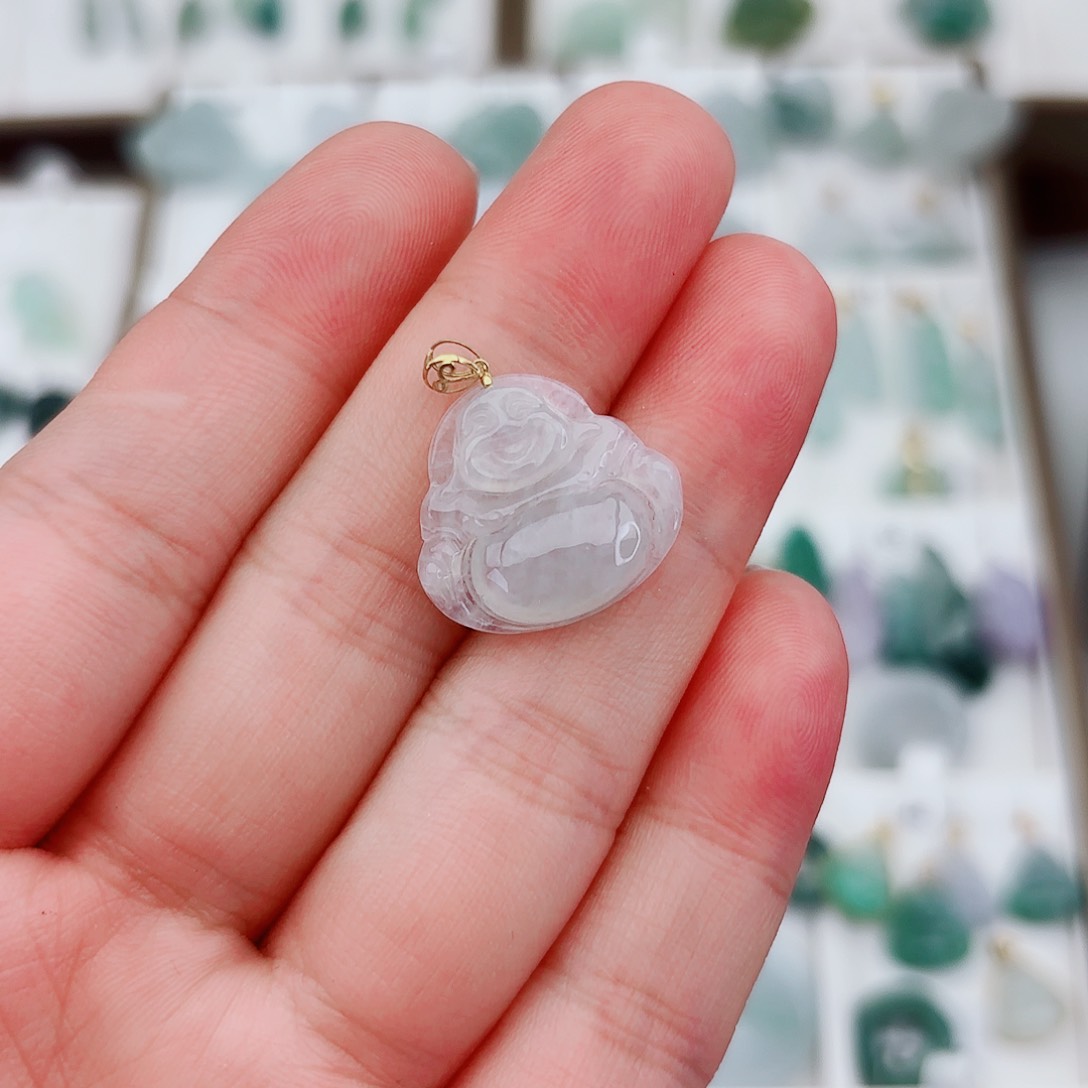 翡翠颈饰18K金镶嵌佛公