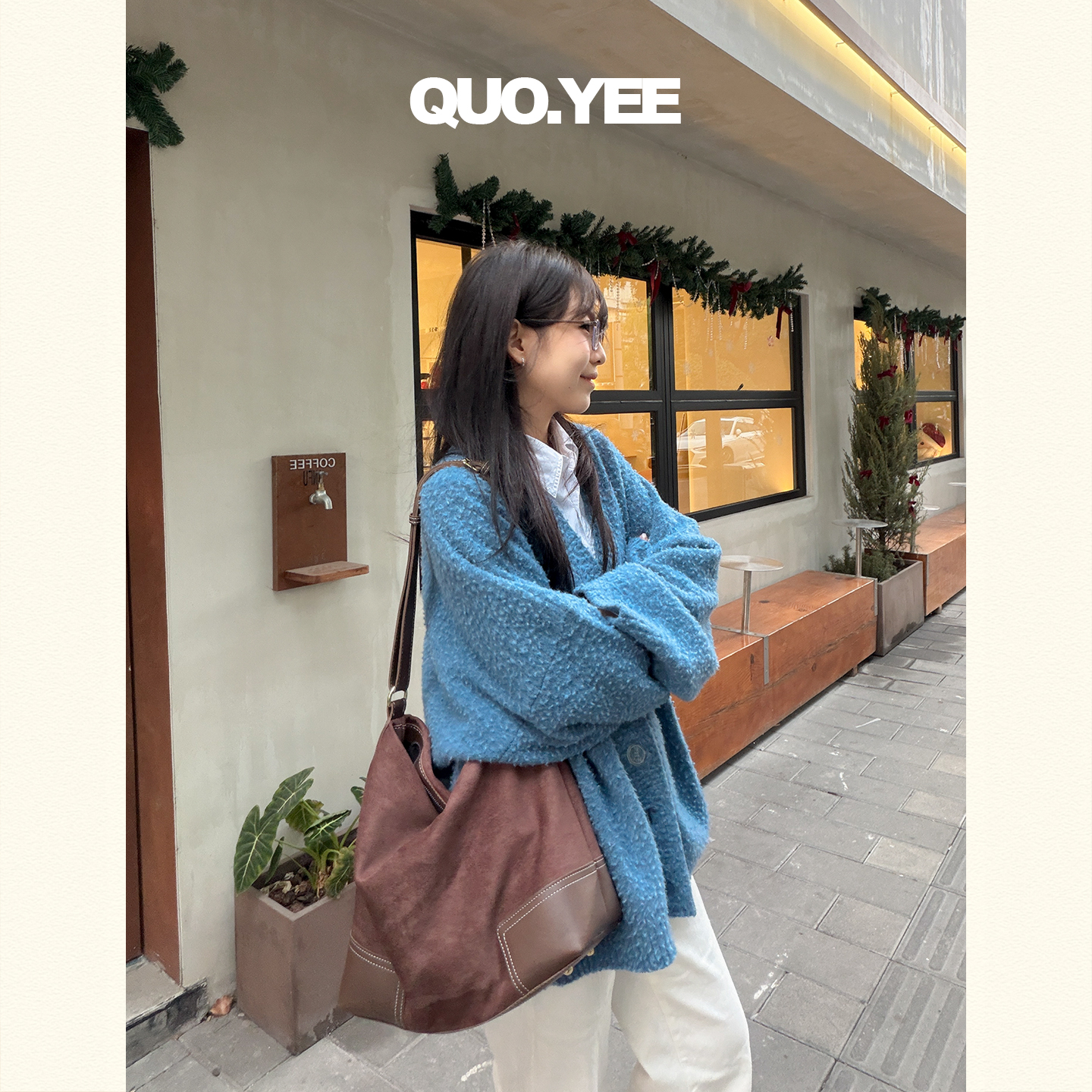 QUOYEE韩女慵懒感大号单肩包百搭休闲大容量出街斜挎包JJ001