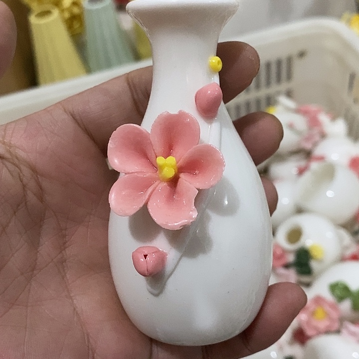 瓷片纯手工陶瓷花摆件瑕