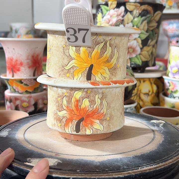 景德镇手绘花盆满38包邮