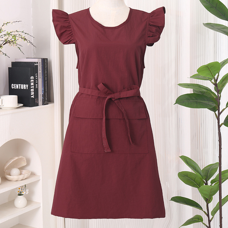 防油蝴蝶防泼水印染极简风围裙做饭罩衣美甲工作服