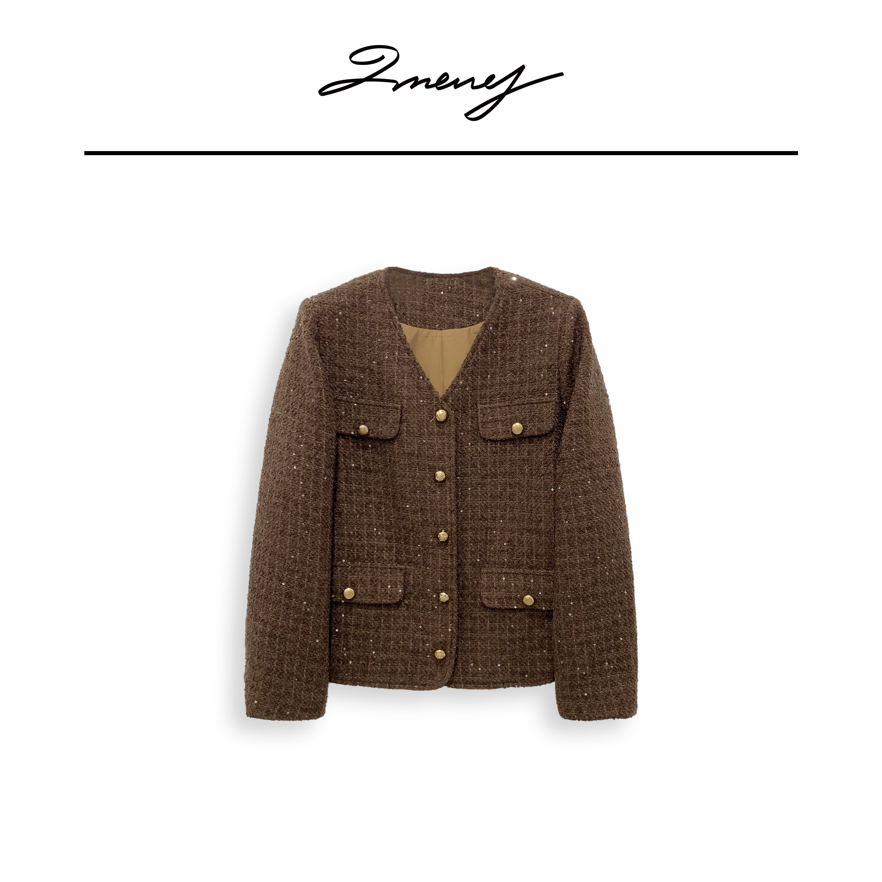 LMENY【清】伯爵茶小香~高雅奢感V领粗花呢小香外套24CW017