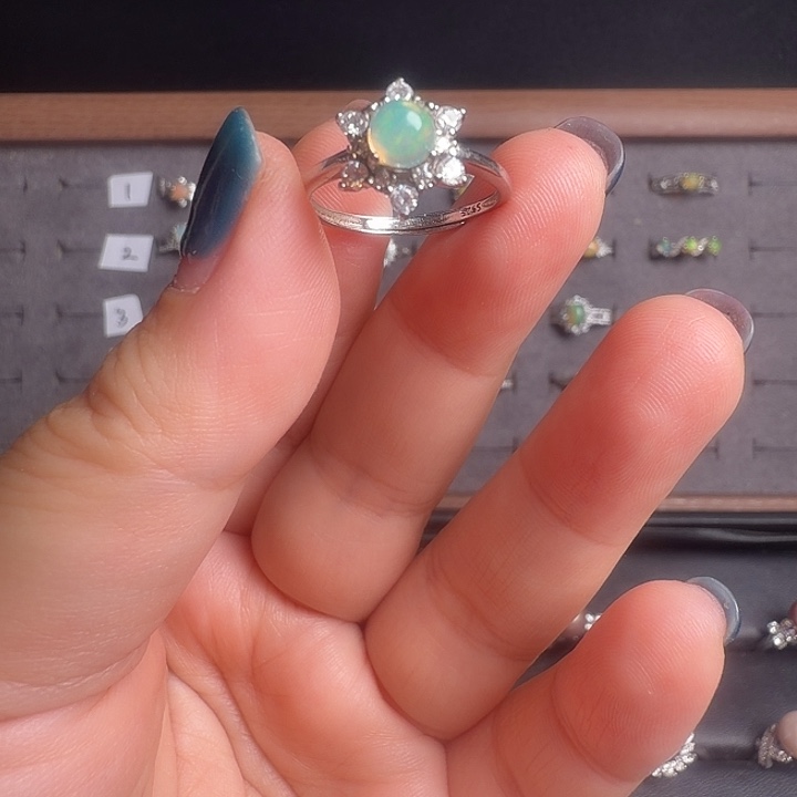 欧泊银S925镶嵌戒指003