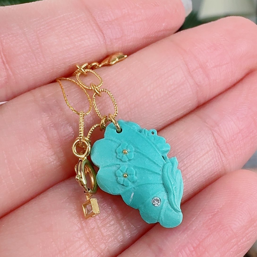 18K金镶嵌绿松石珠宝奇石