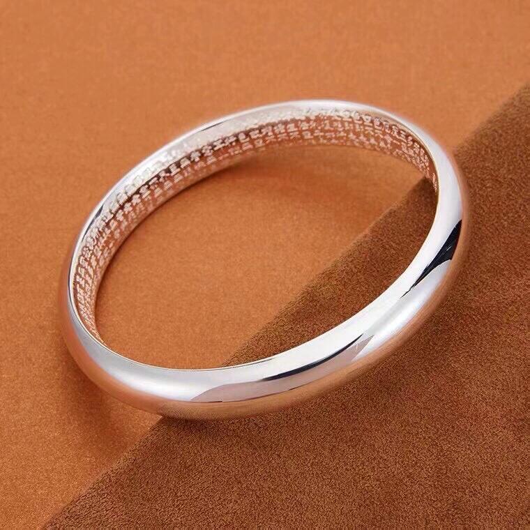 足银手镯 1亮面心经手镯佛经文泥鳅背贵妃镯闭口手环女国风新中式