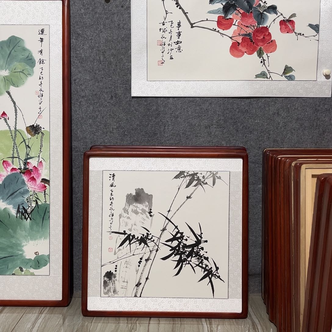 国画书画作品带框63×63