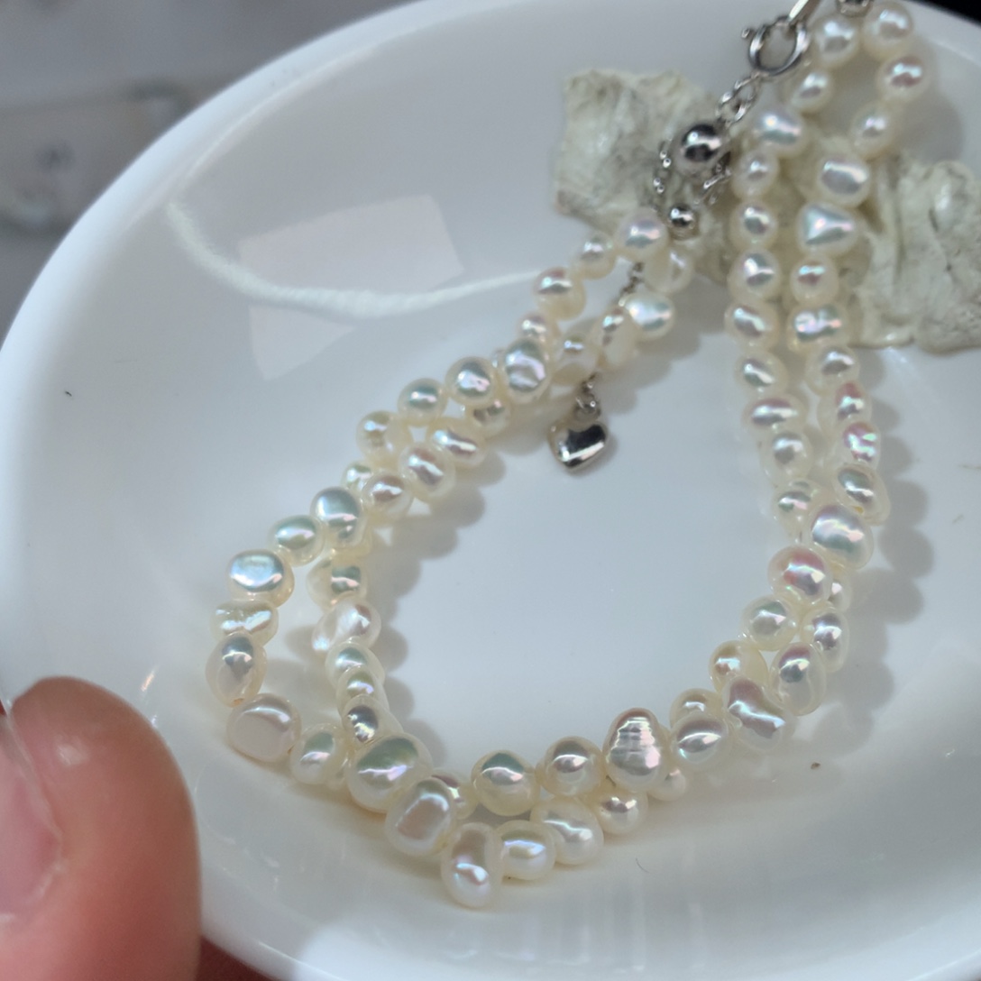 光***谁手链银S925镶嵌淡水珍珠