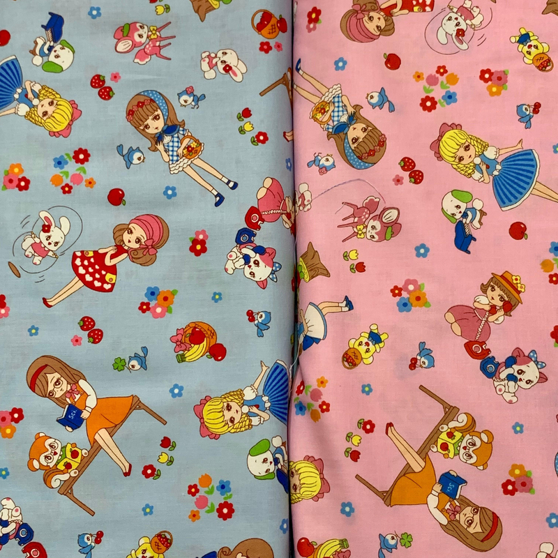 【国内现货】昭和 看书女孩平纹棉面料手工diy服装包袋布料半米