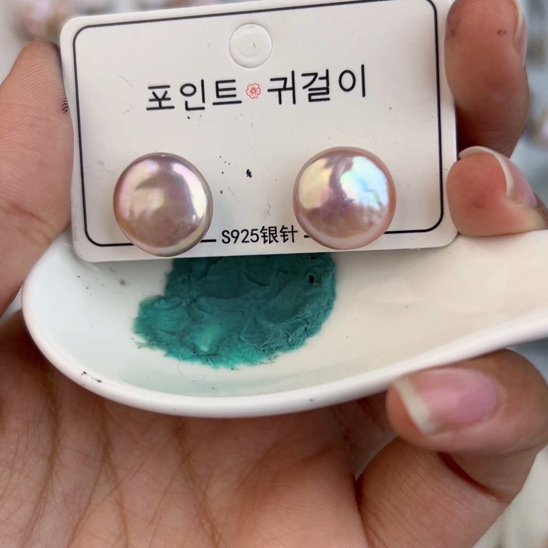 淡水珍珠耳饰银S925镶嵌