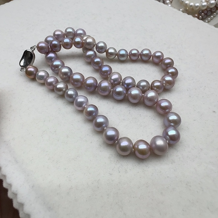 淡水珍珠银S925镶嵌颈饰8-9