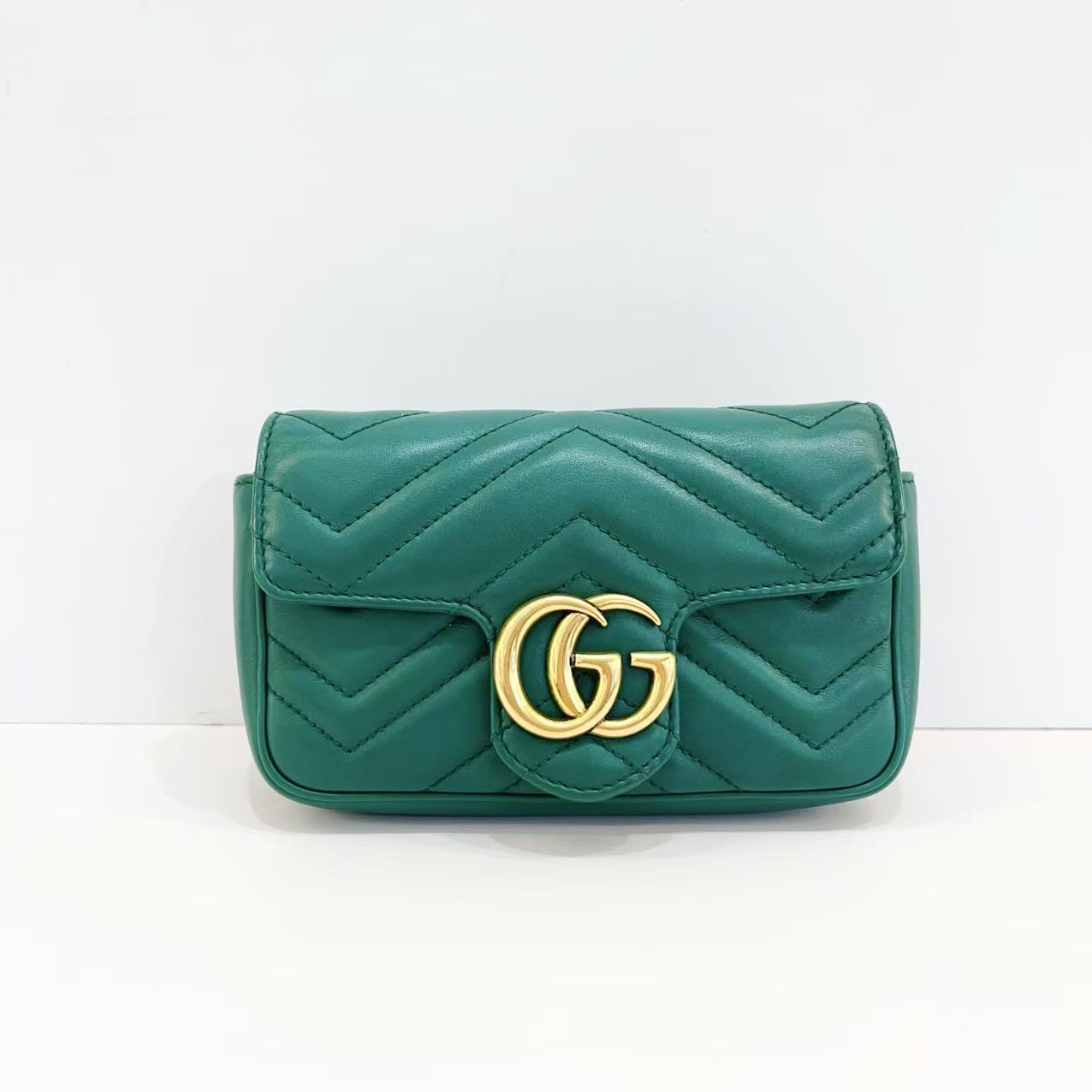 95新 GUCCI/古驰 蔚蓝/祖母绿 marmont mini 链条包