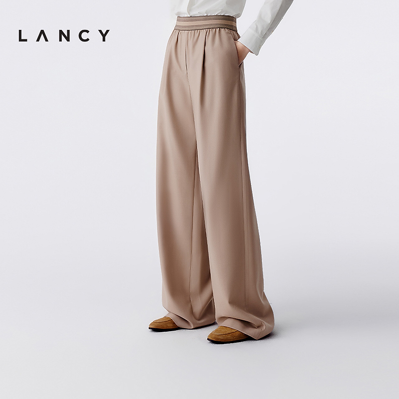 LANCY/朗姿2025年冬新款休闲通勤阔腿羊毛西装裤女时尚高级感长裤