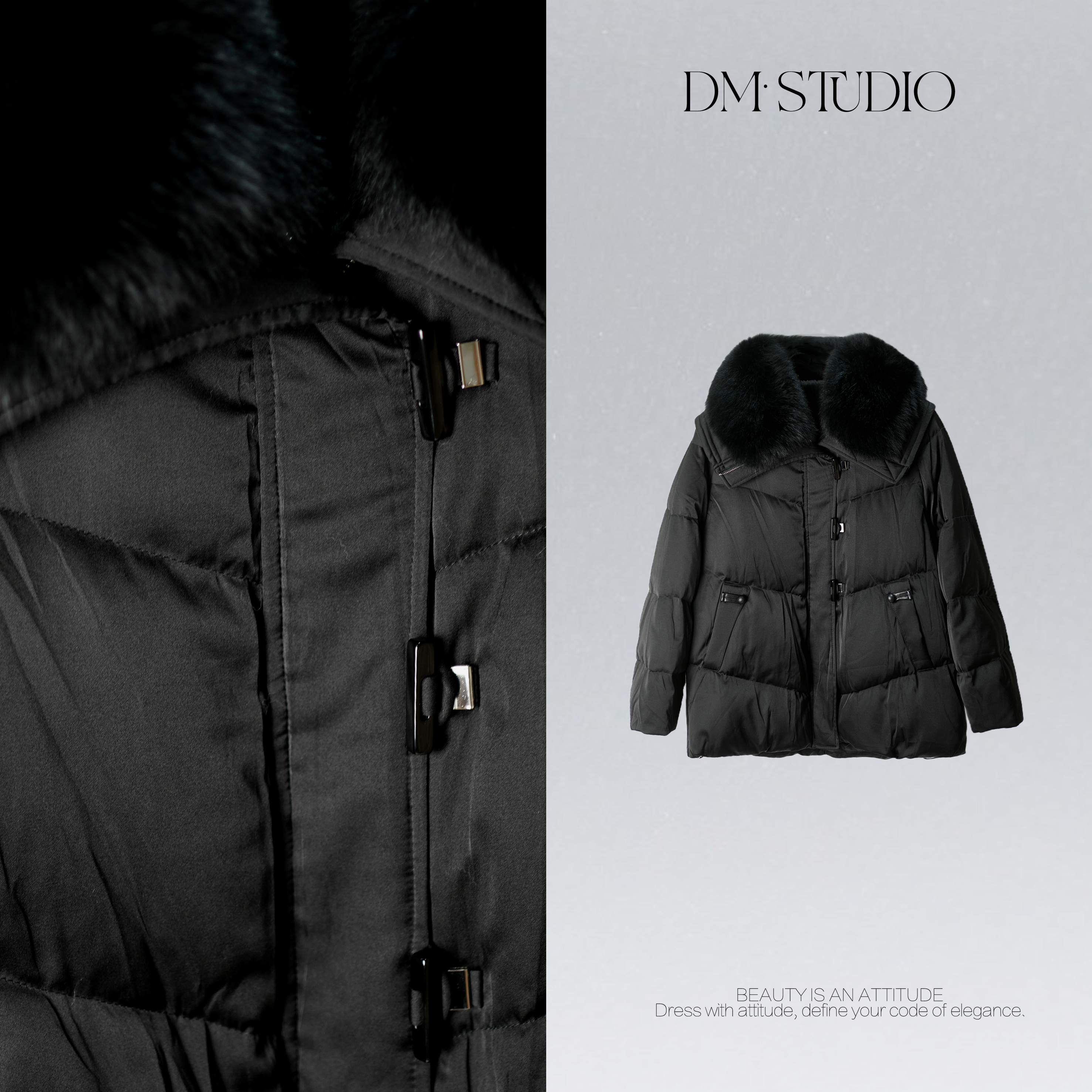 DEDM•STUDIOM秋冬静奢高级感水貂毛领90白鹅绒羽绒服2506YRF/9863