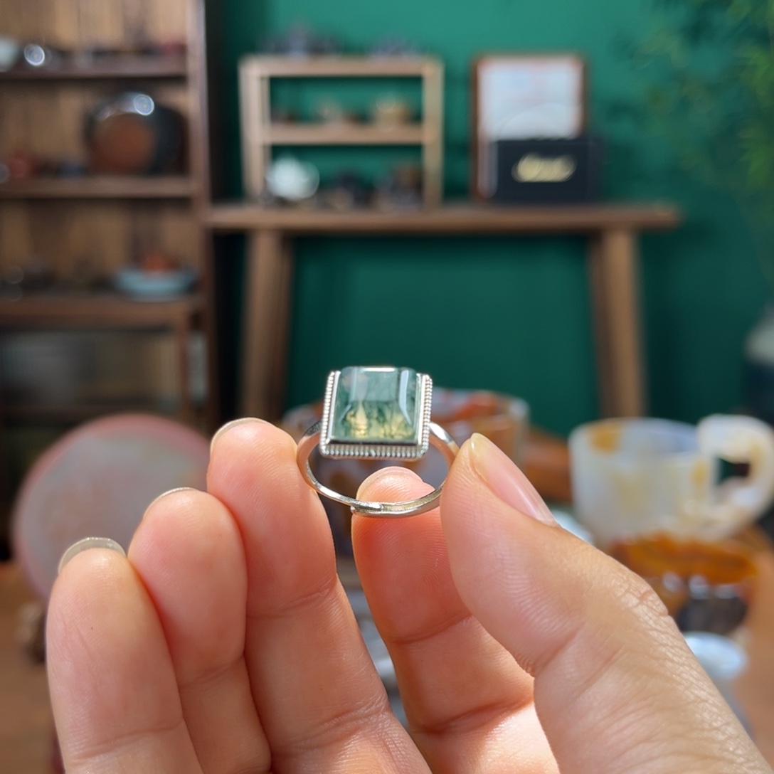 玛瑙/玉髓未镶嵌水草玛瑙戒指